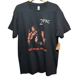 Gildan Black 2Pac All Eyes On Me Black Graphic Tee NWT‎ Size L